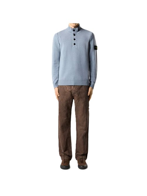Maglione vestibilità regular con zip corta e finta con bottoni Stone Island | L2S15 5100040 S00A3V0049 ASH GREY